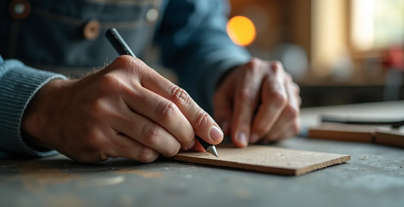 Close-up of hands examining recycled plastic composite material