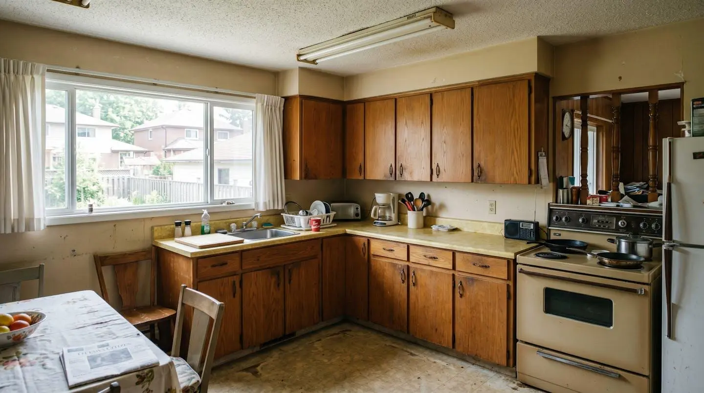 Ottawa kitchen before renovation showing worn cabinets and outdated fixtures awaiting full remodel